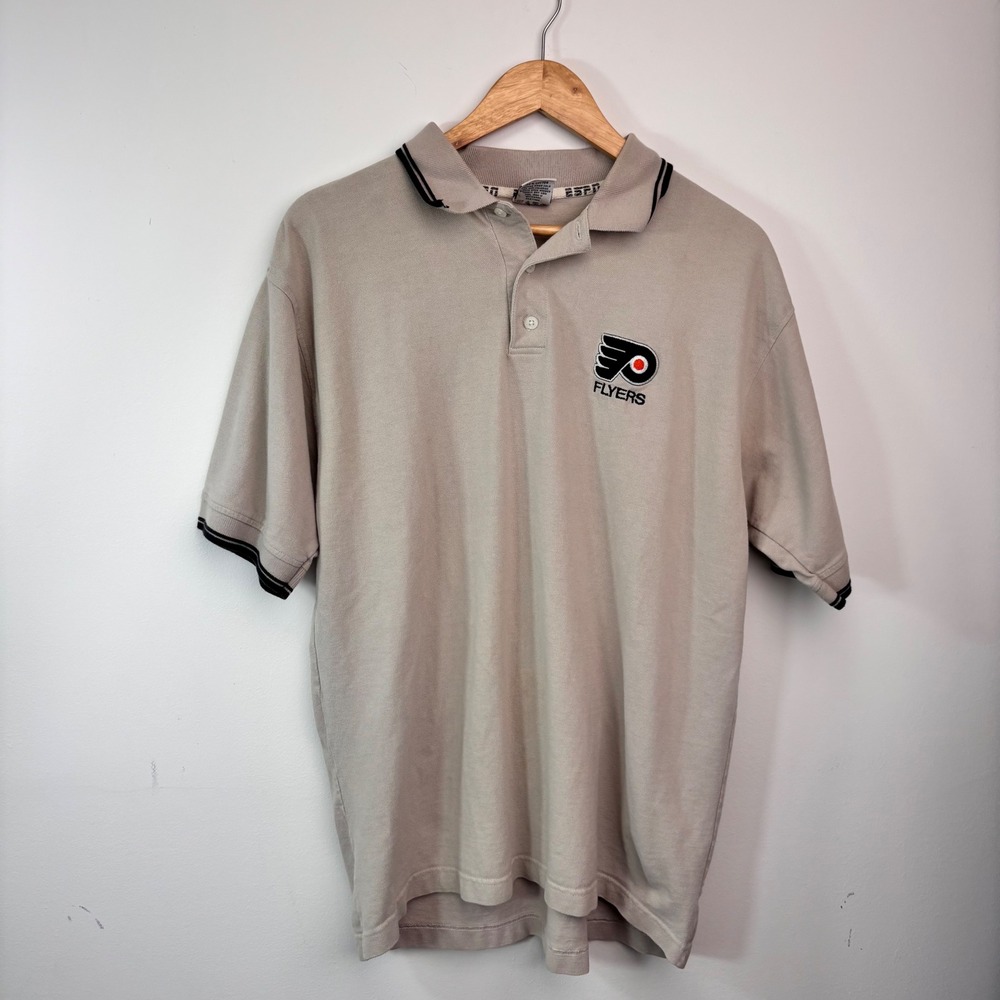 Vintage Philadelphia Flyers True Fan Polo Large NHL Hockey Logo Shirt Y2K